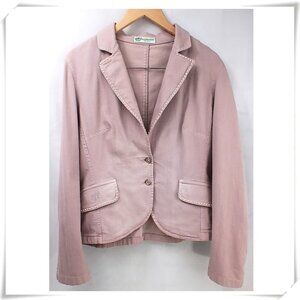 Bianca Maria Caselli Chic Light Pink Mauve Denim Blazer with Embellished Trim